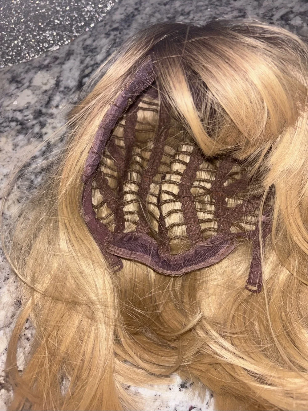 Title: Blonde Bob Wig Dark Roots Side Bangs Gently Worn